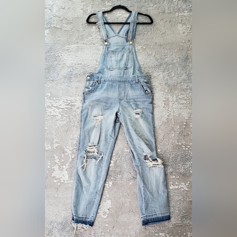 Distressed Denim Overalls